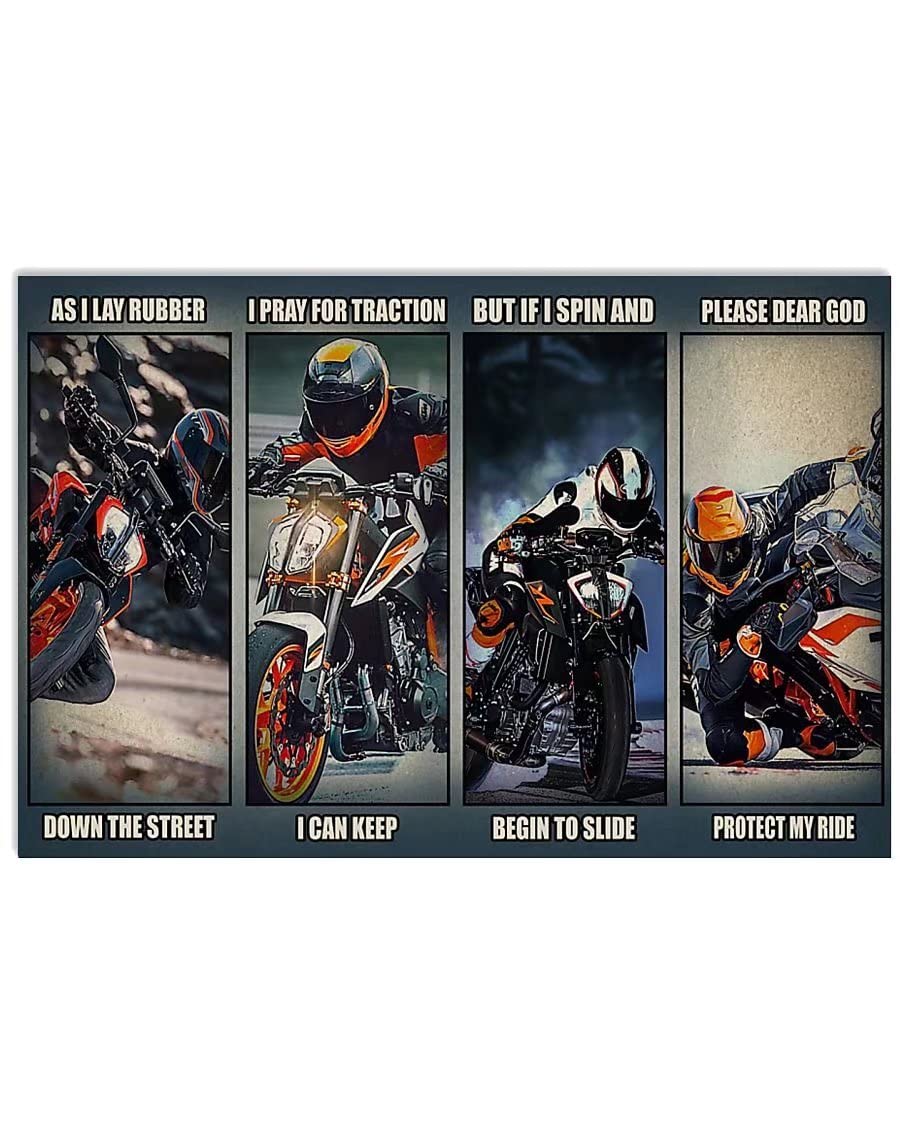 Cool Motorcyclist Vintage Poster Metal Tin Sign Iron Painting Plaque Wall Decor Bar Club Novelty Bathroom Cafe Store 12x16 Inch