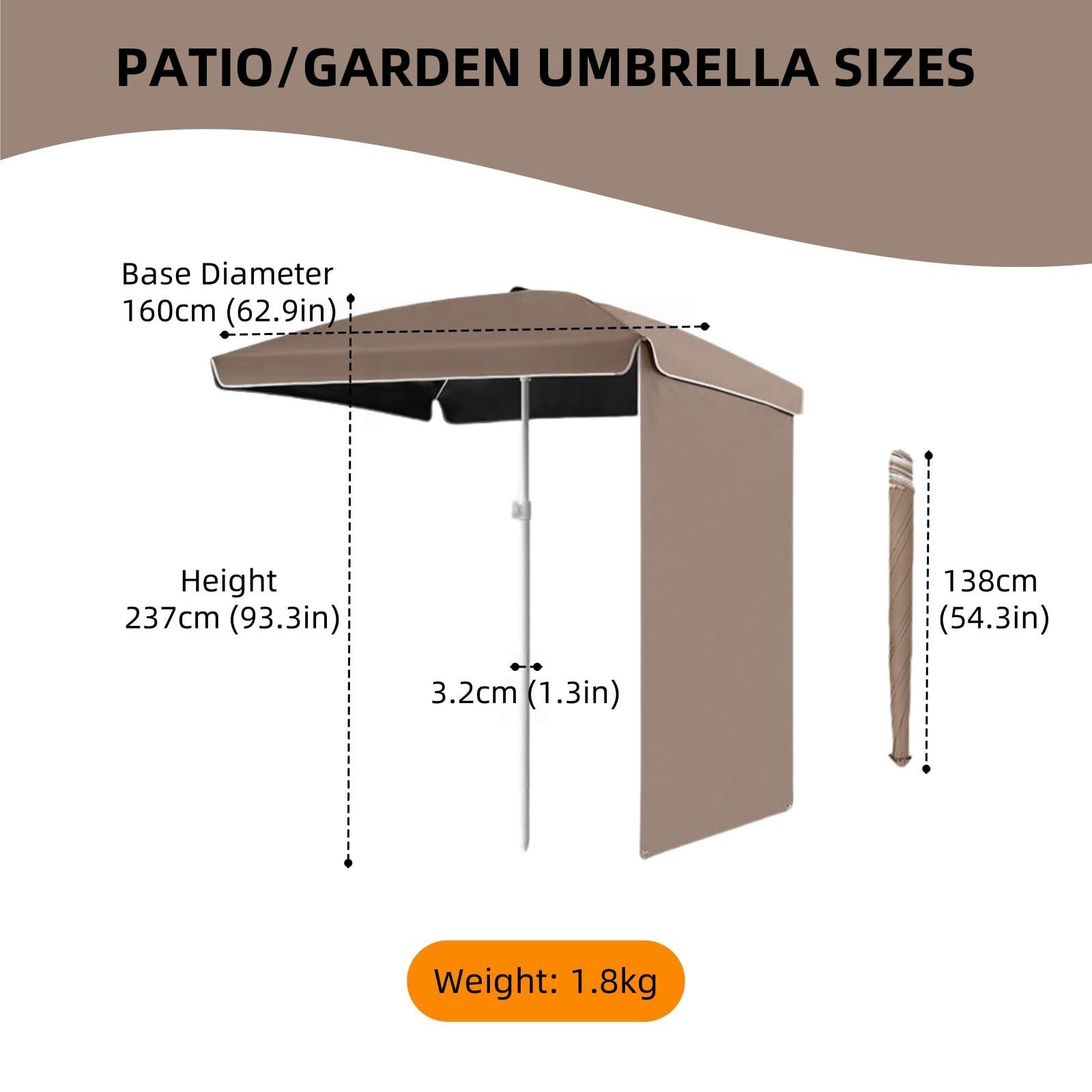 Großer Outdoor Strandschirm mit Standfuß, UV 50+ Sonnenschutz, wasserdicht, windabweisend für Terrasse, Hinterhof, Pool