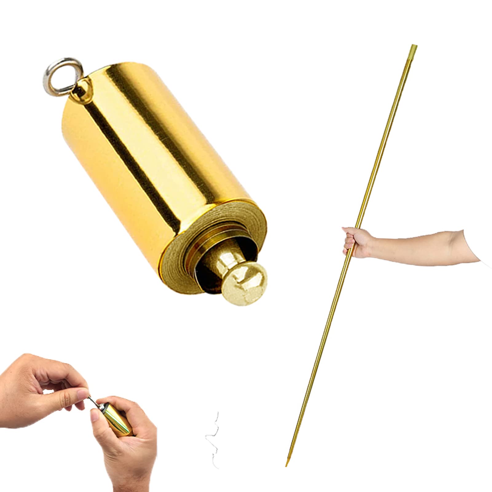Jiakalamo 1.1m/43.3 inch Appearing Cane Pocket Staff Expandable Baton Elevated Staff Magic Wand Stage Skill Props for Party Performing Magic Tricks(Gold)