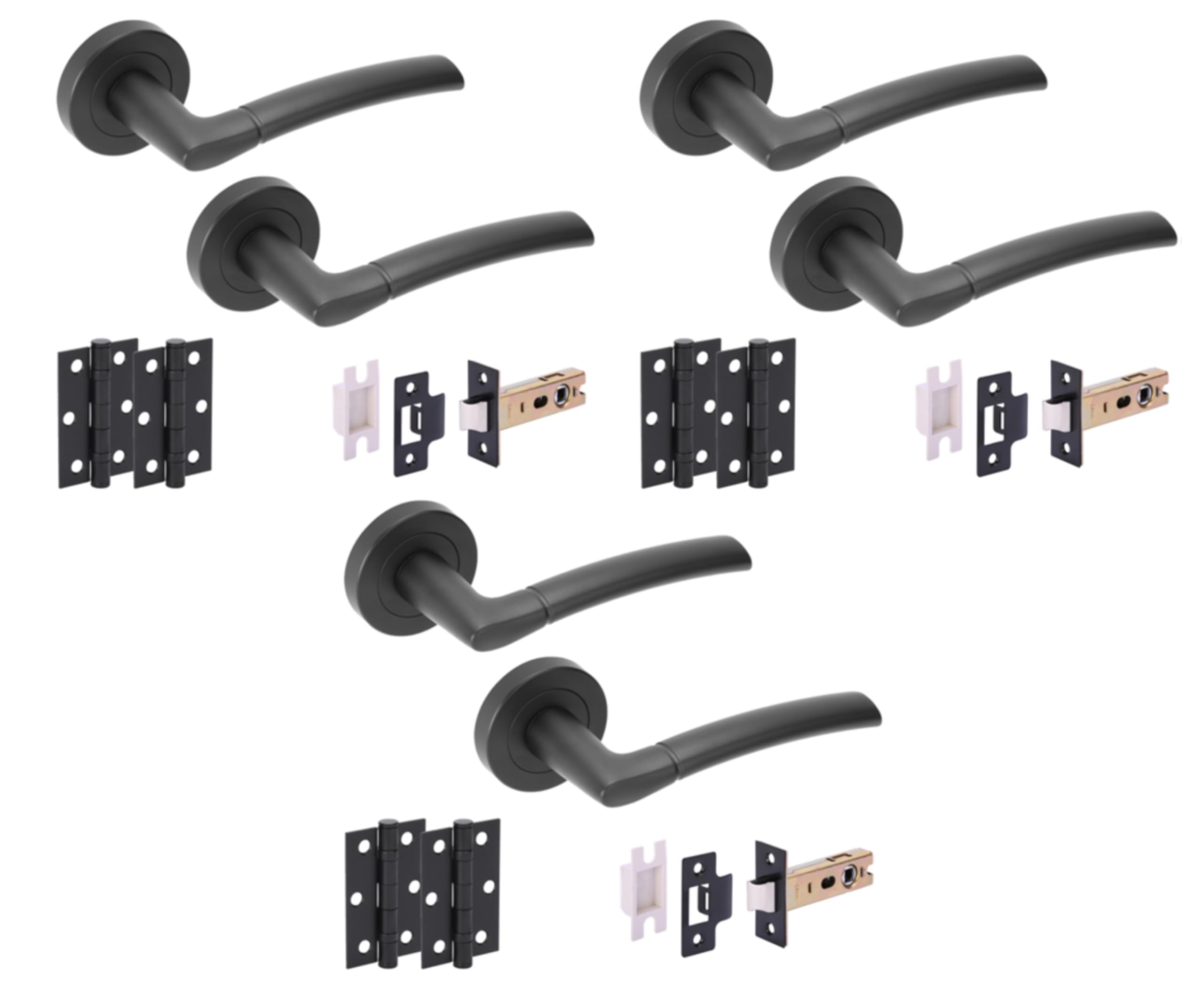 Hunta Nemo Door Handle Lock Pack 2 Hinges - Black Nickel - View #4