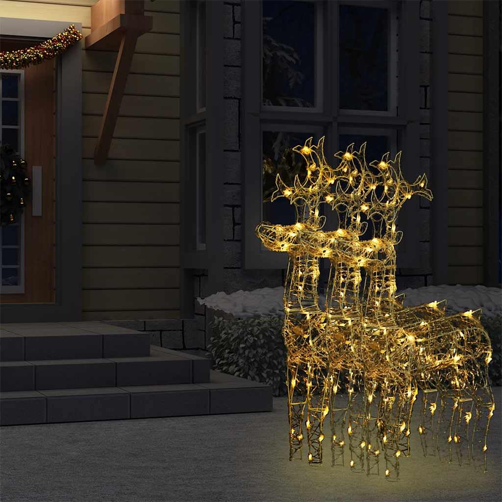 3er Set Rentier Weihnachtsdeko 100 cm Leuchtende Acryl Rentiere mit 90 LEDs Warmweiß für Garten und Wohnzimmer Dekoration