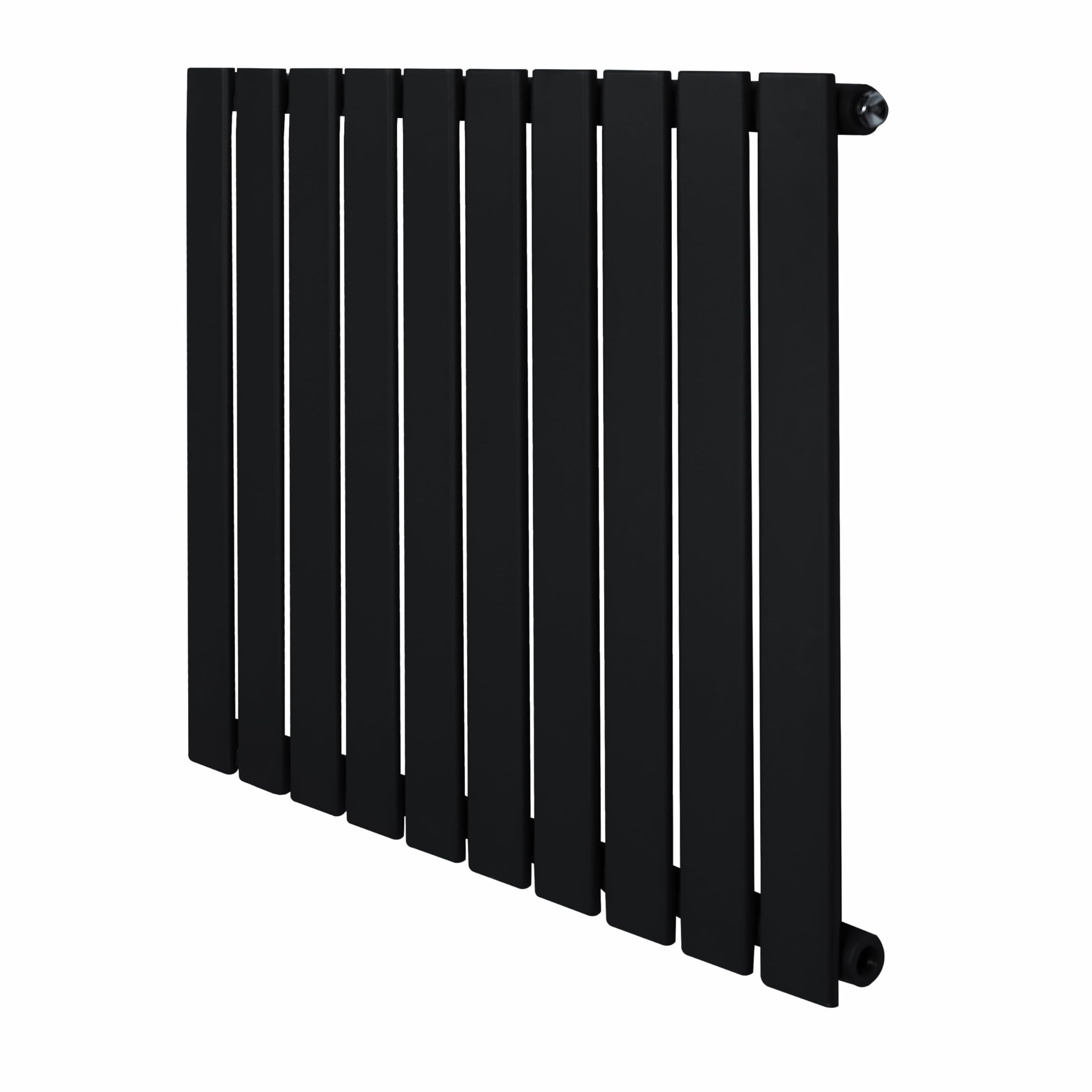 Monster Shop Black Flat Single Column Radiator 600Mm X 700Mm Modern Designer Single Panel Central Heating Heater Matt Carbon Steel Horizontal Kitchen Living Room Free Cleaning Brush Fixing Kit & Brackets