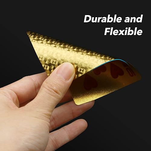 Miniatura 3 de INTEGEAR 2 barajas de cartas de juego, tarjetas de póquer con estampado 3D dorado en relieve de plástico PET impermeable cartas de juego de trucos