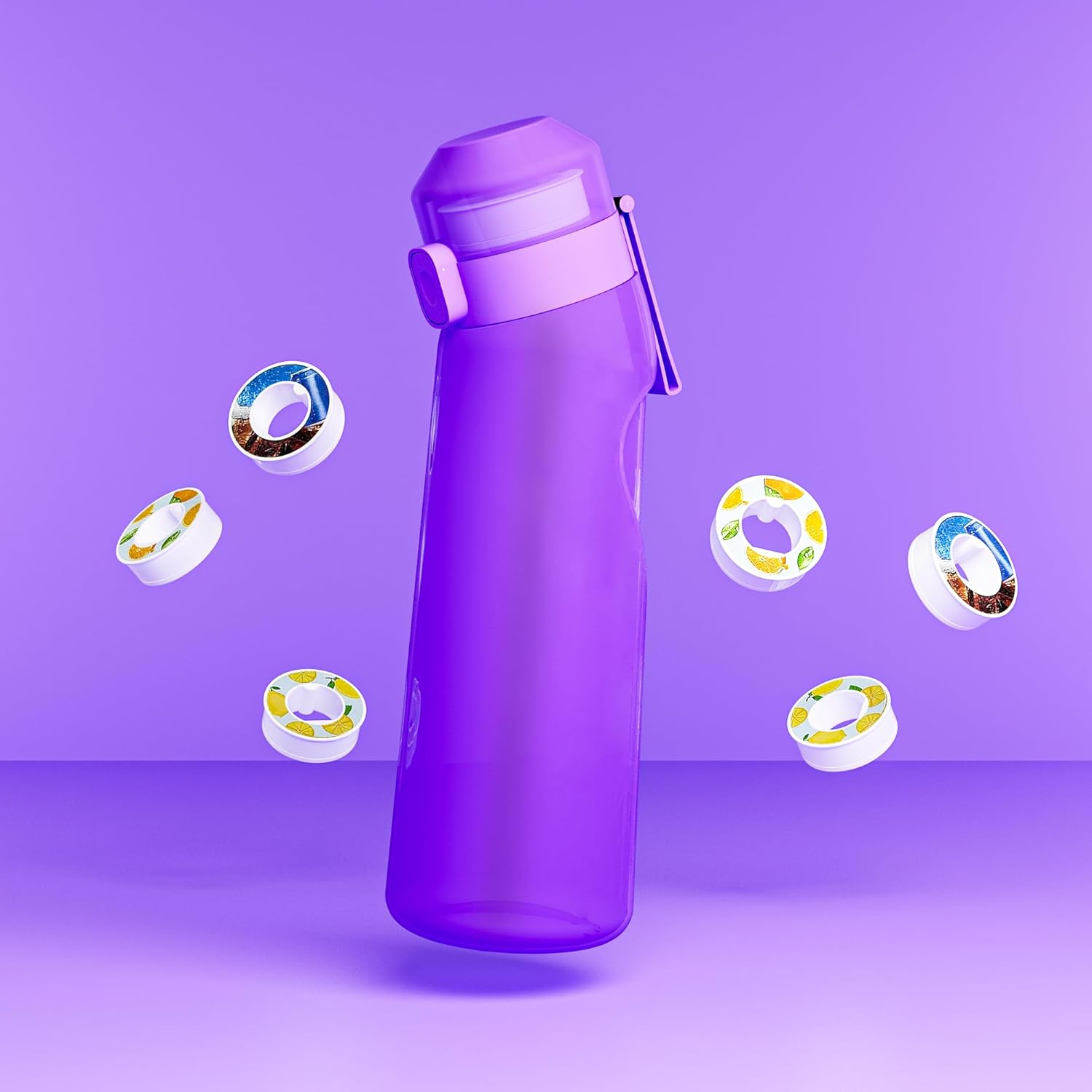 Generic Air Water Bottle, Fruit Flavoured Water Bottle with 3 Flavour Pods – BPA Free, 0 Sugar 0 Calorie for Kids, Gym And Outdoor Activities (Purple), Royal Velvet, Style 2