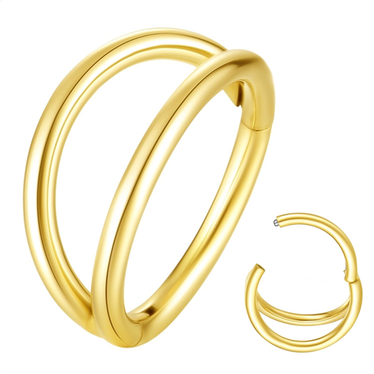 Double Hoop Nose Ring 20G 316L Surgical Steel Cartilage Earring Septum Jewelry Seamless Hinged Clicker Segment Ring Conch Daith Tragus Helix Rook Piercing Lip Ring