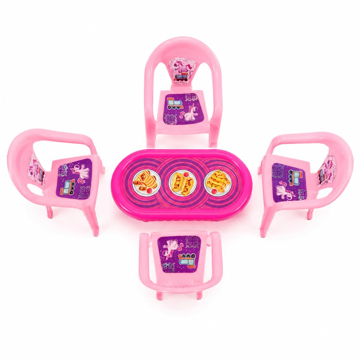 Kids Miniature Kitchen Set for Doll House | 4-Piece Plastic Toy Furniture Set | Pretend Play Mini Dining Chairs for Girls & Boys | Dollhouse Accessories Toy Set (Pack of 1)-image-11