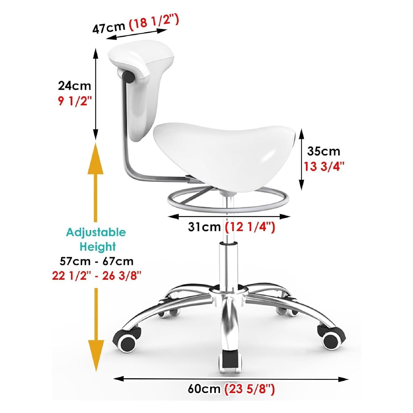 Silla de Montar Dental con Respaldo, Asiento rodante de Altura Ajustable, Mantiene la Postura erguida, Silla de Montar para Bares, Trabajo y Dibujo técnico (Negra).