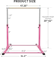Vista 4 de Gymnastics Bar Junior Pull Up Bar for Kids 3-12 Years Old Height Adjustable Kip Bar Gymnastic Equipment for Home