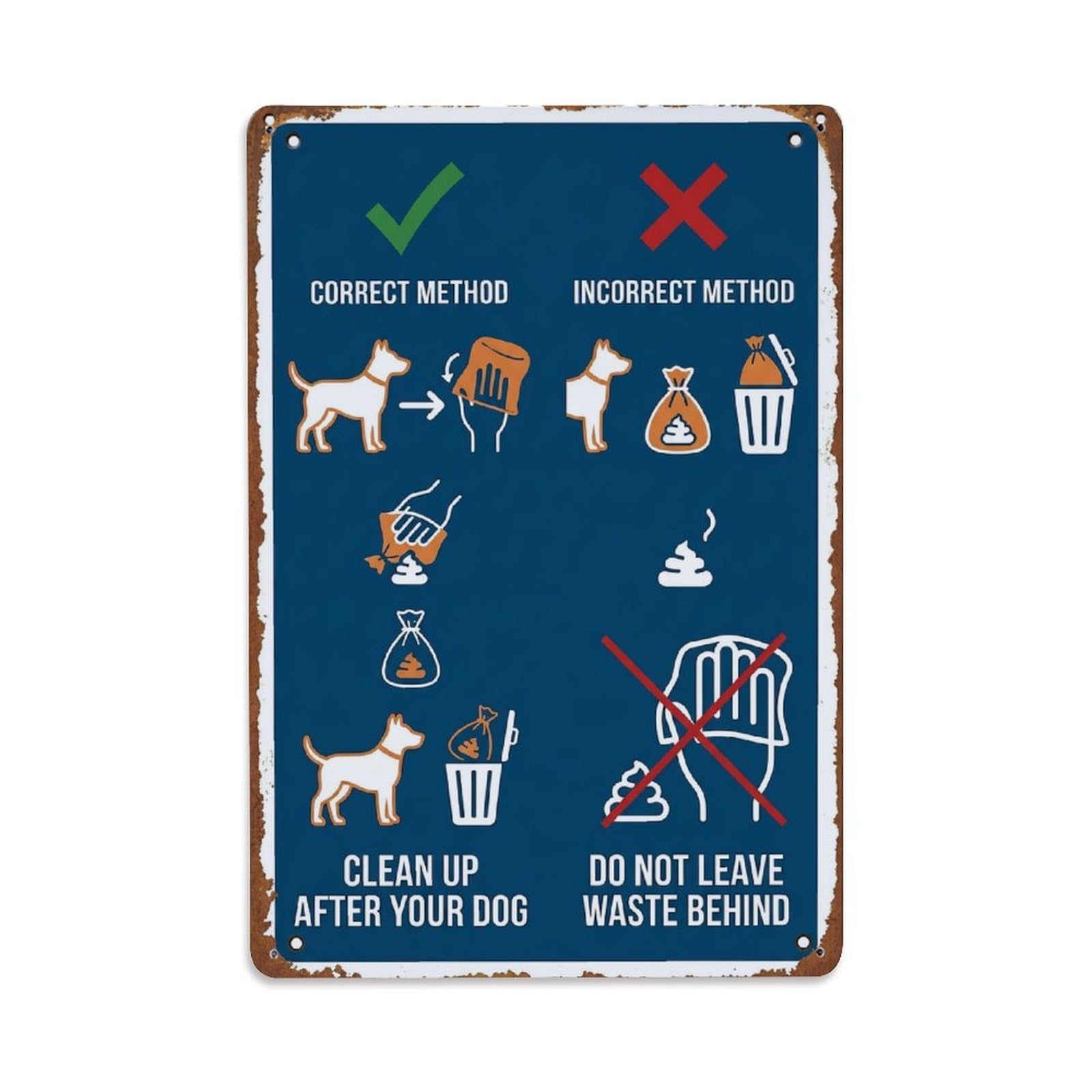 Pet Waste Cleanup Public Vintage Metal Tin Sign Plaque Wall Decor for Cafe, Club, Garden Metal Poster 8x12Inch