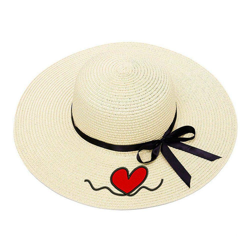 UKKD Sombrero Paja Mujer Bordado Personalizado Personalizado Texto Bordado Mujeres Sombrero De Sol Sombrero De Paja Al Aire Libre Sombrero De Playa Al Aire Libre Sombrero De Verano