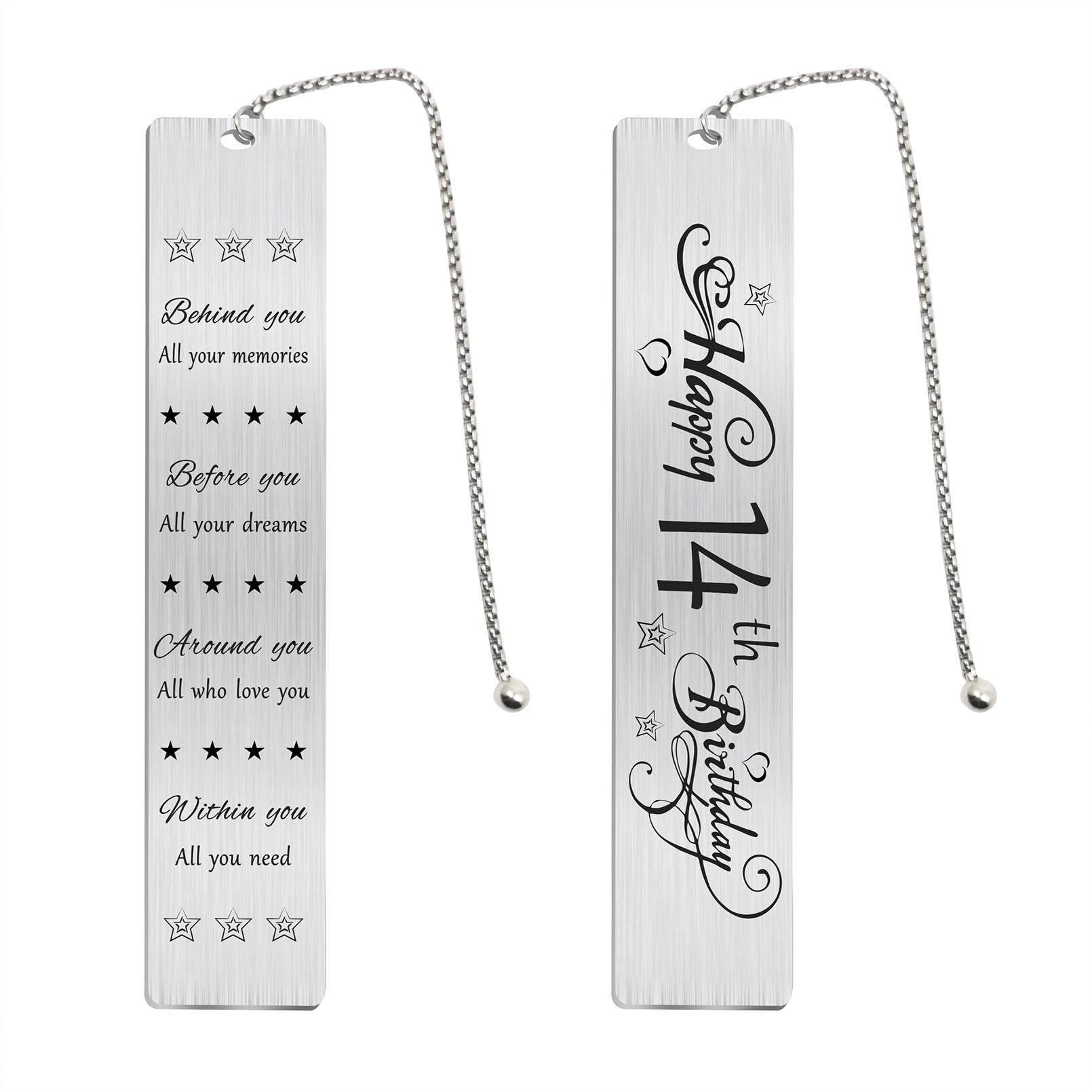 Jzxwan Happy 14th Birthday Gifts for Teen Girls Boys, Sweet 14 Year Old Birthday Bookmark Gift for Women Men, 14 Yr Bday Book Mark for Teenager, 2011 Bd Present, Funny 14th Bday Card Decorations