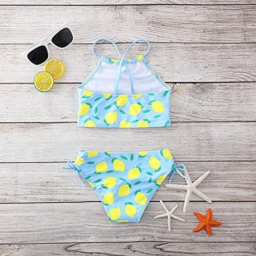 Betadog Girls Two Piece Floral Bikini Beach Sport Tankini Swimsuit Bathing Suits for 3-12 Years (Sky Blue, 10 Years)2