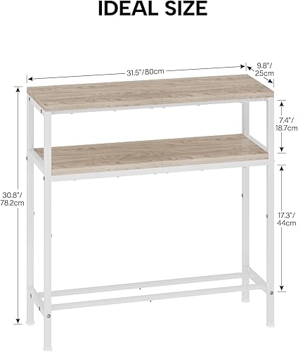 Miniatura 3 de Homeiju Mesa de entrada con almacenamiento, mesa consola de 3 niveles de 31.5 pulgadas de ancho, mesa de sofá industrial con estantes abiertos,