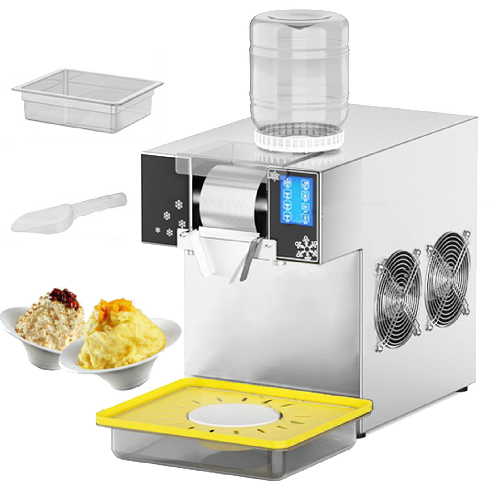 Macchina per ghiaccio tritato elettrica con giradischi elettrico, macchina per ghiaccio tritato a forma di fiocco di neve da 120 kg/24 ore, attrezzatura per negozi di dolciumi