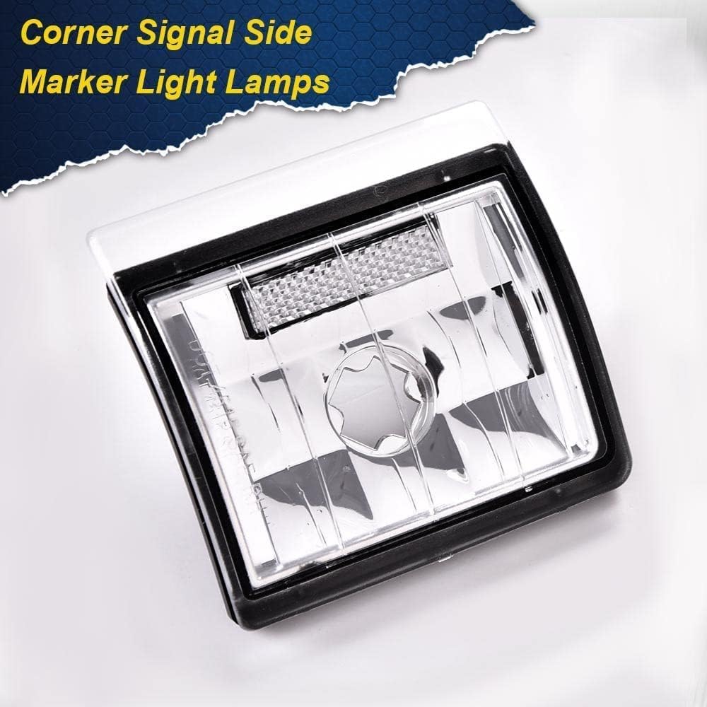 G-PLUS Corner Light Fit Chevy CK/C10 1500 2500 3500 2WD 1994-2000,（ONLY For Composite Headlights） Signal Side Marker Lamps Bumper Headlamps (Clear Lens Chrome Housing Clear Reflector),faros Assembly