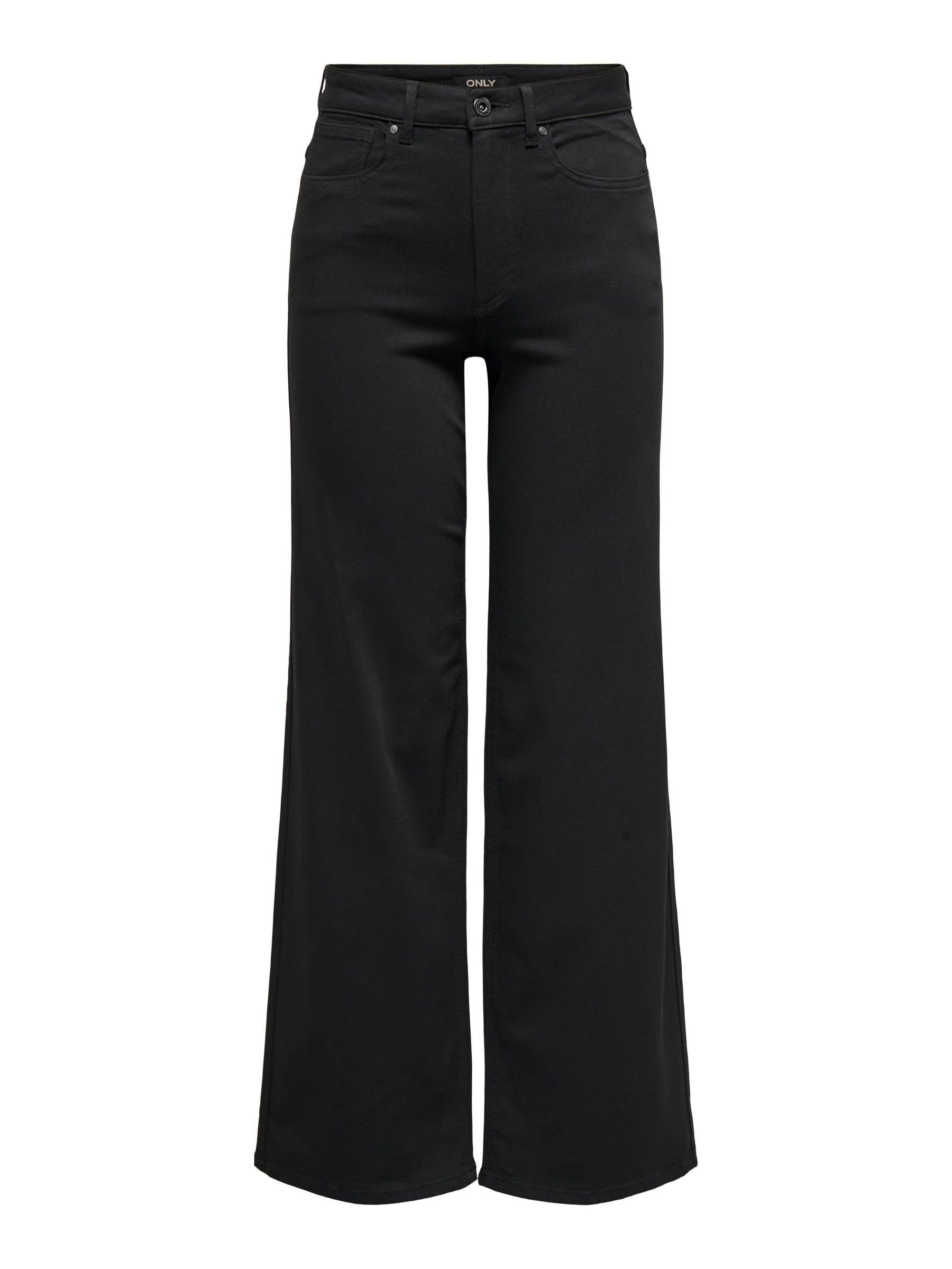 ONLY Womens Female Mit Weitem Bein Onlmadison Hohe Taille Beinschnitt Jeans, Black Denim, XS / 34L UK