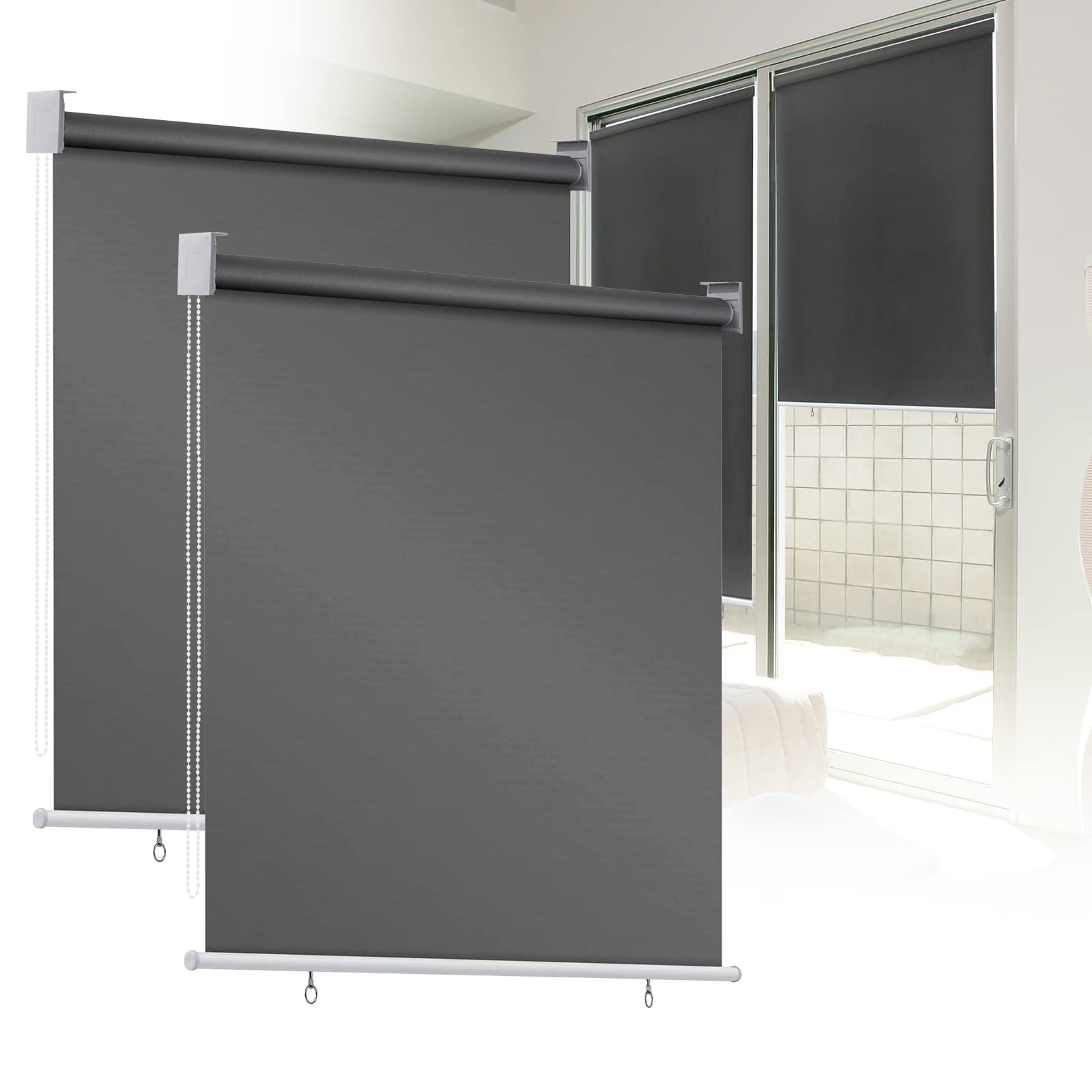 Store extérieur 100x240cm, Suspendre Store Vertical Exterieur, Store occultant sans percage, Protection UV, pour Balcon, Terrasse, Jardin(Anthracite)