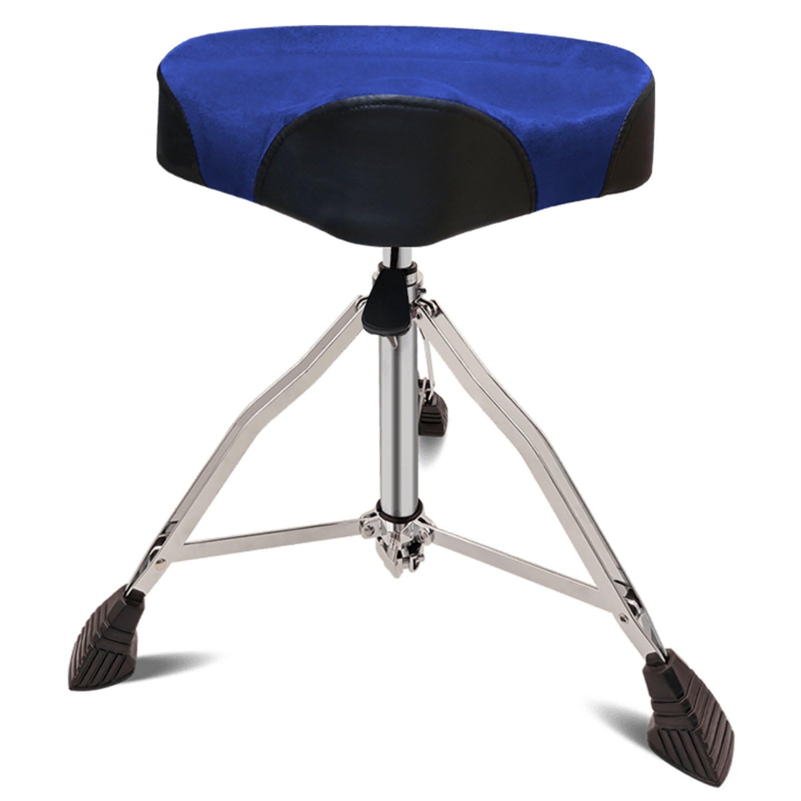 kowaku Asiento de Batería Ajustable Trono Sillín Taburete Almohadillado Regulable y Base Trípode de Metal para Ensayos, Azul, Taburete De Batería Tipo Silla De Montar con Ajuste De Presión De Aire
