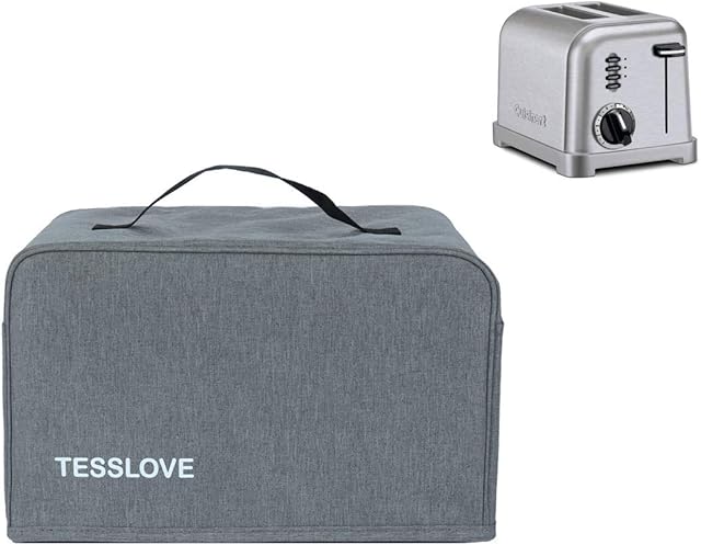 TESSLOVE Toaster Dust Cover Compatible with Cuisinart 2 Slice Toaster, with 2 Pockets can Put Jam Spreader Knife & Toaster Tongs
