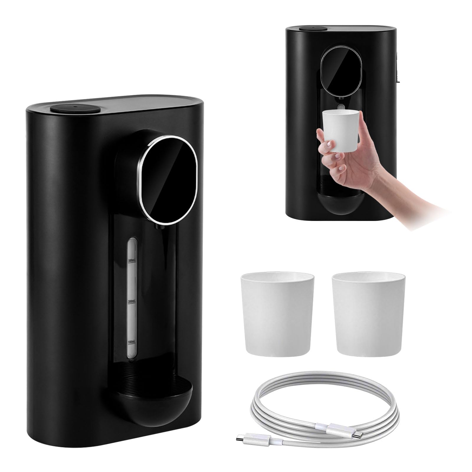 Automatic Mouthwash Dispenser, Rechargeable Touchless Mouth Wash Dispenser, 540ml Wall Mounted Mouth Wash Dispenser with 2 Magnetic Reusable Cups, for Home Bathroom Office
