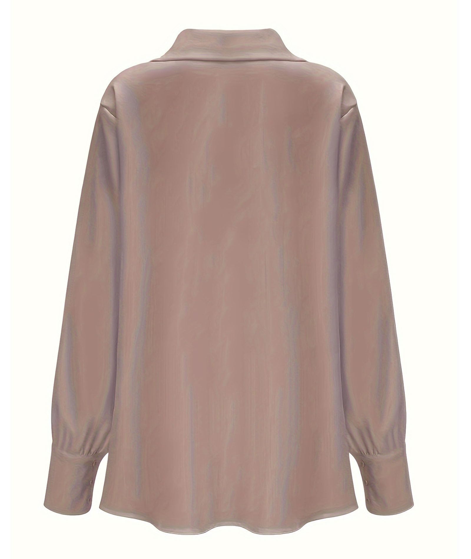 SOMTHRON Chemisier élégant en satin de soie pour femme, col bénitier froncé sur le devant, manches longues, pour le travail, le bureau