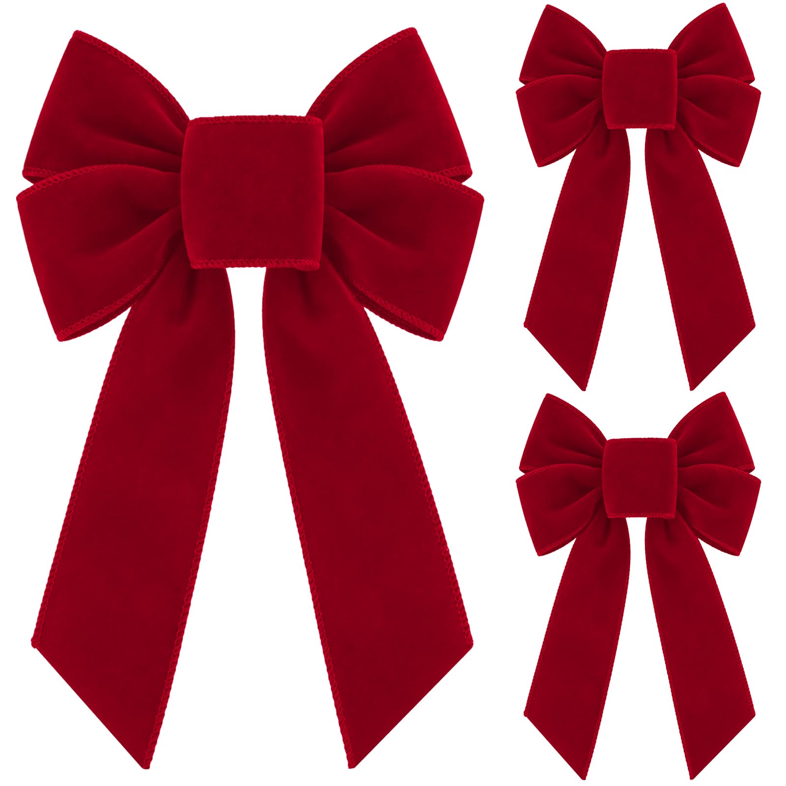 KINGLAKE Red Velvet Bows - 3 Pcs 9 * 13'' Red Bows for Christmas Tree — image 1