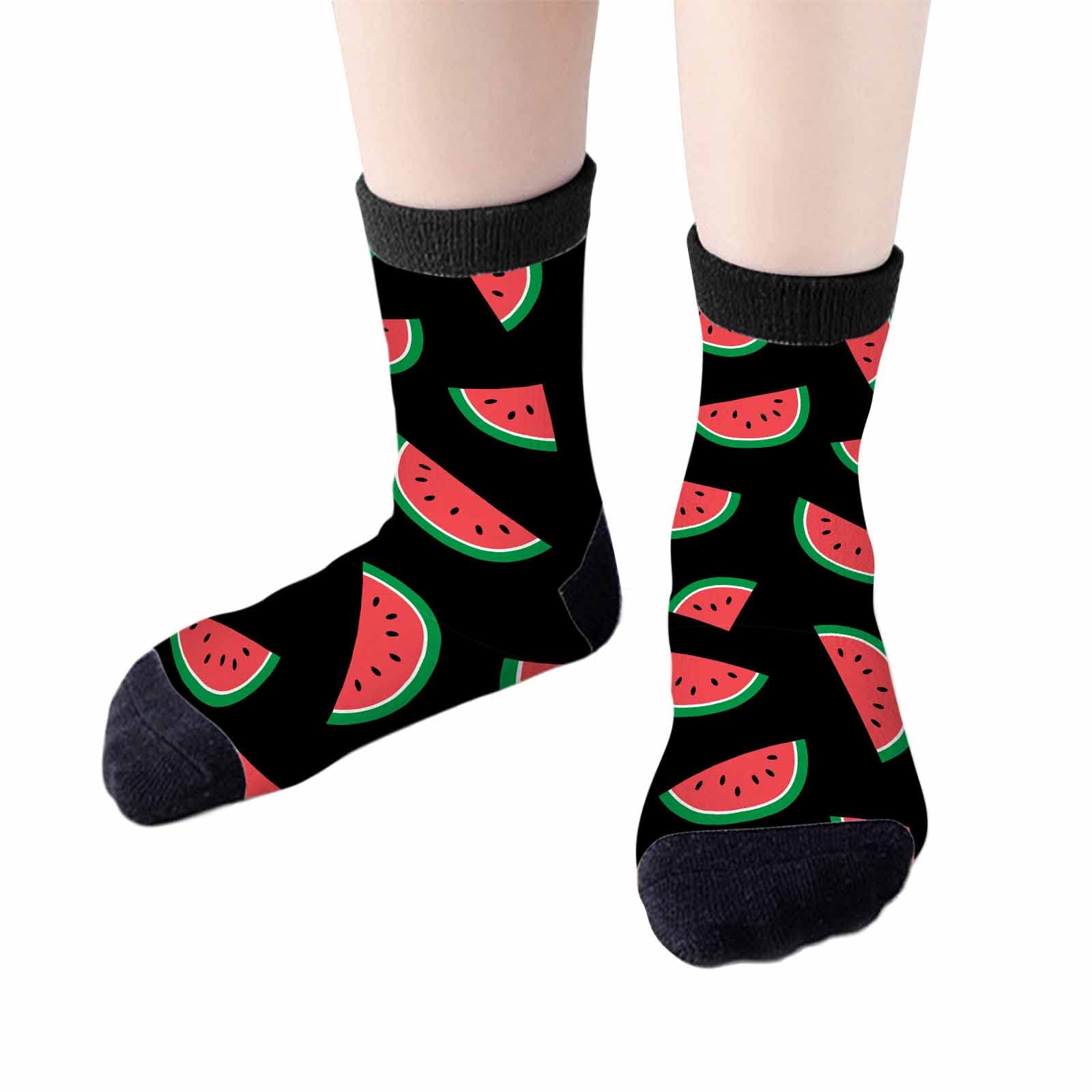 Red Striped Crew Socks for Woman Size 6-8 Christmas Tree Moose Snowflake Dots Lines Girls Socks
