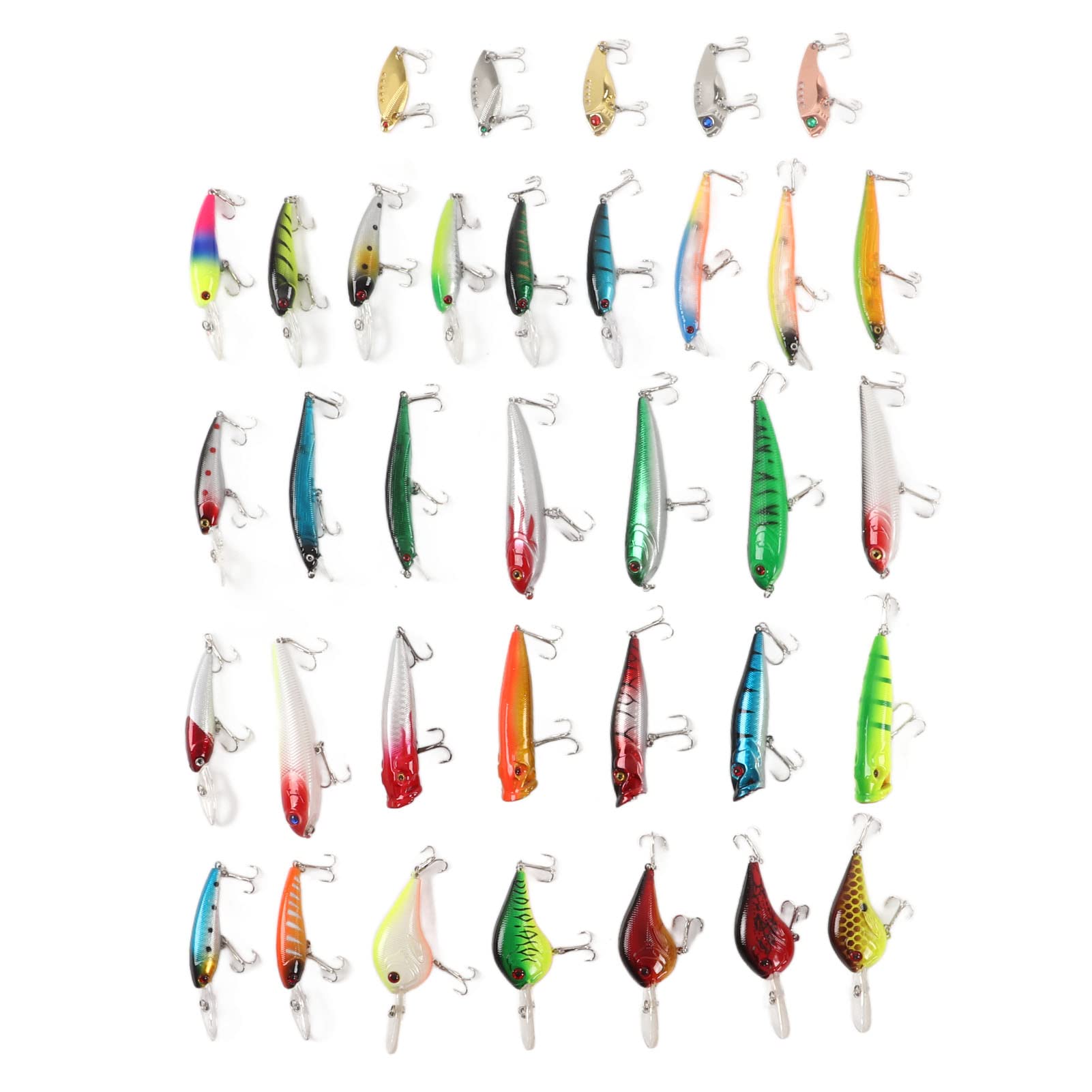 35 Stücke Simulation Harten Köder Gemischte Minnow Angelköder Kit Minnow Köder für Süßwasser Salzwasser Bootsangeln