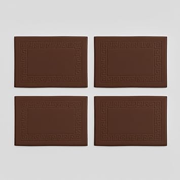 SKY BEDDINGS 4-Pack Chocolate Cotton Bath Mats - 20" x 30", Ultra-Soft & Super Absorbent, Ring-Spun Cotton, Banded Design - Bathmat Towel Hotel Style - Ideal for Shower Floor, Not a Bathroom Rug