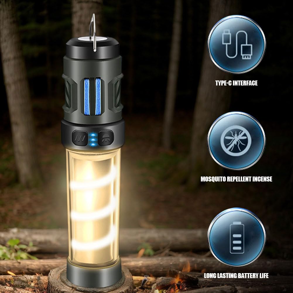 Lampki kempingowe do wielokrotnego ładowania, odstraszacz komarów LED, lampa kempingowa, przenośna latarka z magnetyczną podstawą statywu, latarnia, wodoodporna, na piknik w ogrodzie na