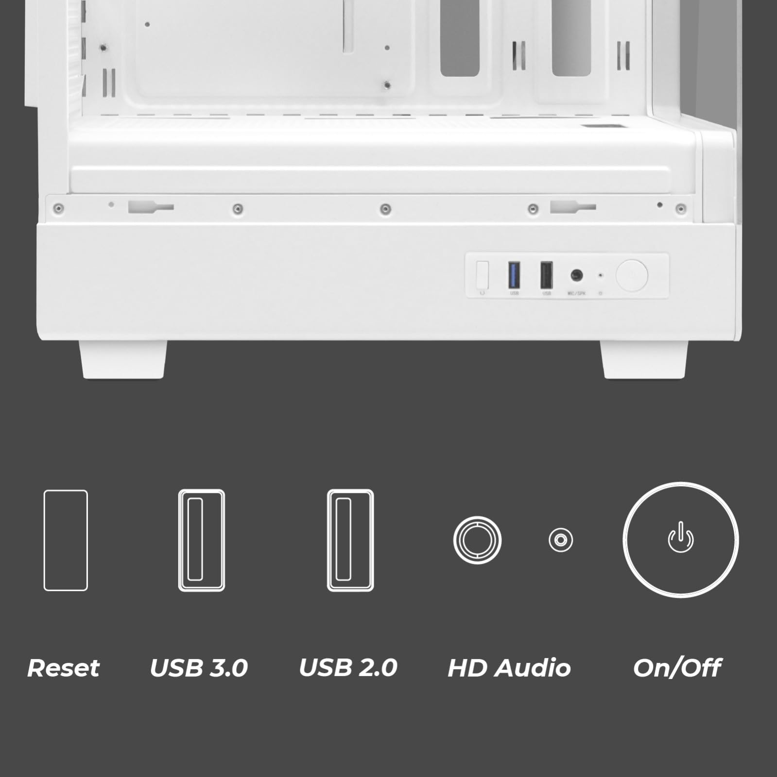 Noua Fobia LH200 - Caja PC Gaming Micro-ATX, Ventilador Blanco de 120 mm, Torre Micro para Ordenador, Doble Cristal Templado panorámico, Blanco
