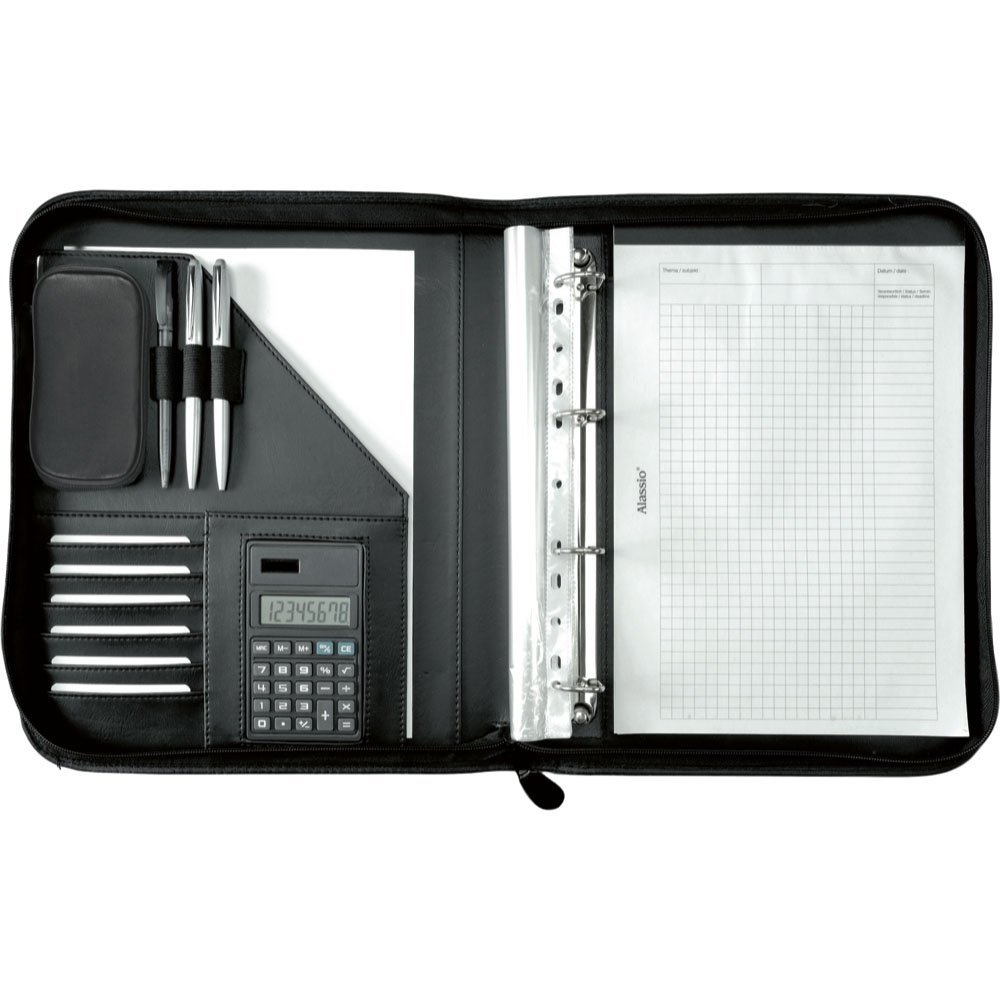 Portablocco in finta pelle con anelli Juscha - 28,5x4,5x35,7 cm - nero - 30040