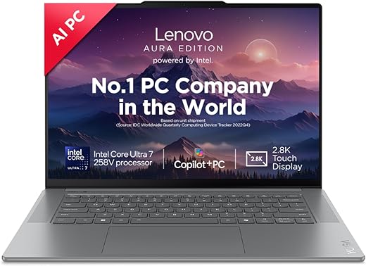 Lenovo Yoga Slim 7 Aura Edition Intel Evo Core Ultra 7 258V (32GB RAM/1TB SSD/15(38.86cm)/Copilot+ PC/Windows 11/Office Home 2024/Grey/1.53Kg),…