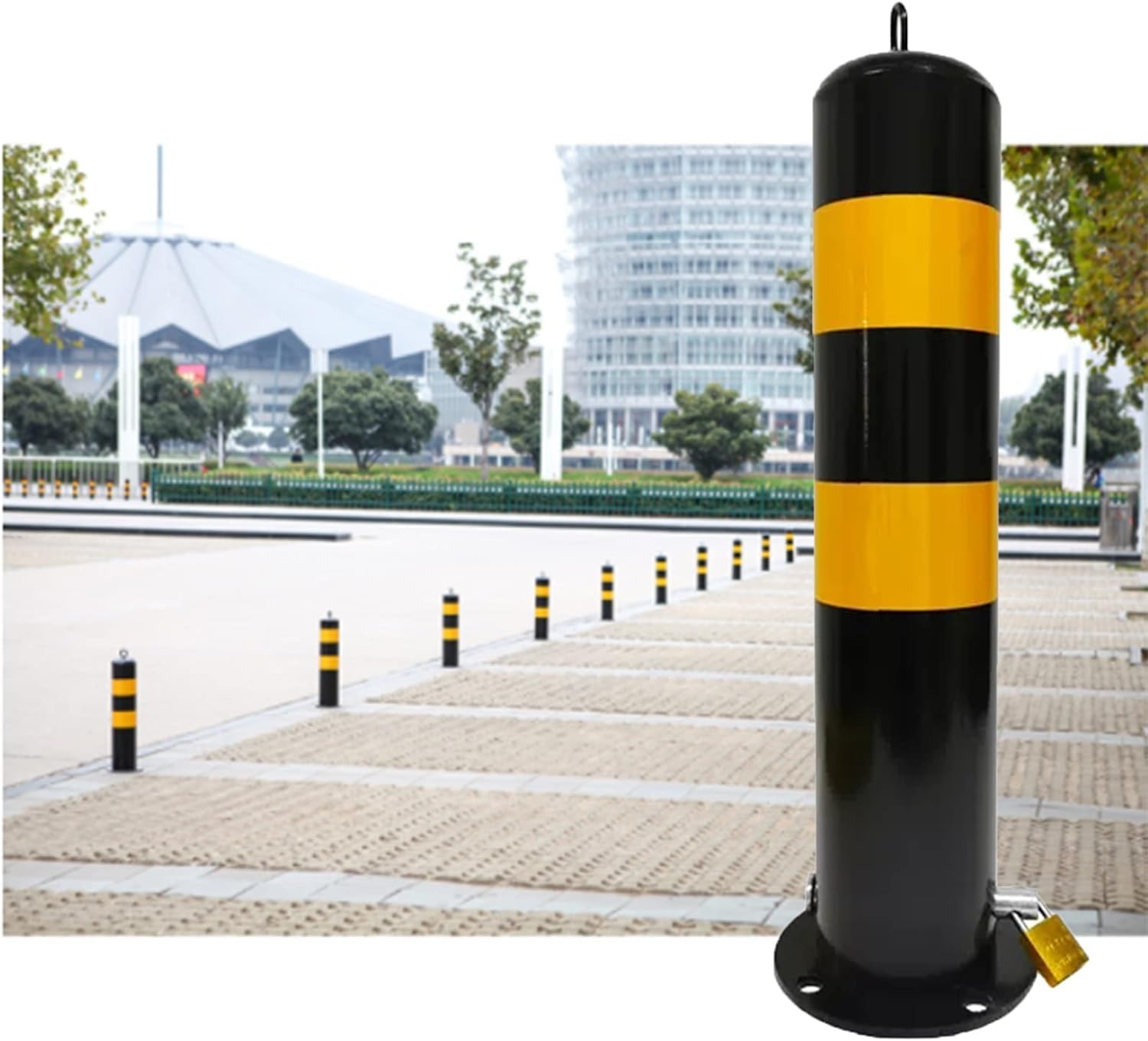 JYBNBBE Traffic Cone Safety Barrier Delineator Post Cones for Parking Lot,Floor Mounted Removable Steel Pipe Bollards Driveway Barrier with Expansion Bolts for Traffic Sensitive,2 Pack-55cm/21.6in