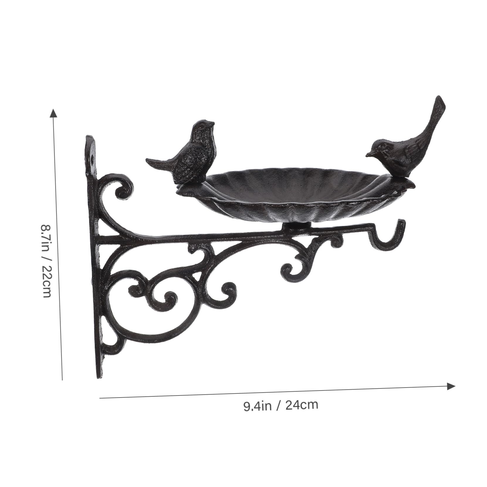 Mipcase Gancio da Parete per Bagno per Uccelli in Ferro Nero | Uso Esterno, per Giardino e Vasi Sospesi, Supporto Decorativo per Gabbie e Ciotole