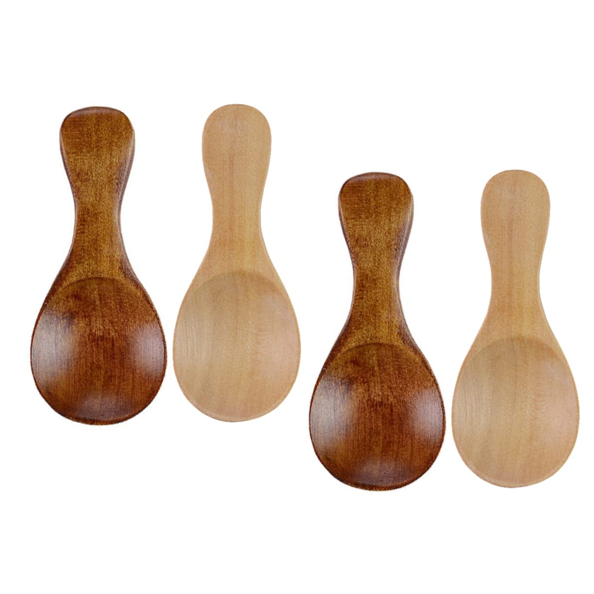 KICHOUSE Set of 4 Wooden Spoons Demitasse Size Slotted Serving Spoons Portion Control Ideal for Milk Tea Desserts