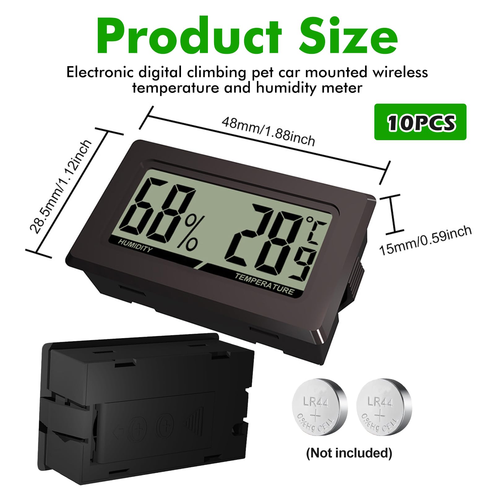 Thermometre Interieur, Lot de 10 Hygrometre Interieur, Mini Digital LCD Temperature Humidite Moniteur Portable Thermometre Hygrometre pour Bureau Cuisine Chambre Incubateurs Reptiles Serre Jardin