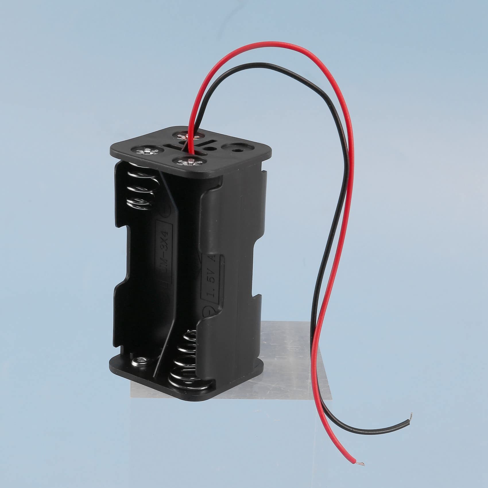 Pasuihcay Black Tow Layers 4 x 1.5V AA Batteries Battery Holder Case Box w Wire Leads