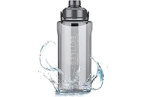 Half Gallon/64oz Water Bottle With Handle, Leak proof with removable strainer, BPA...