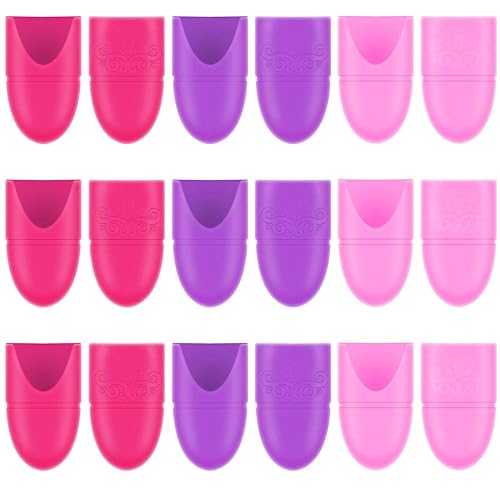 Boao 30 tapas de uñas de gel de silicona, removedor de esmalte de uñas, reutilizables, para remojar en morado, rosa y rosa, para suministros de uñas