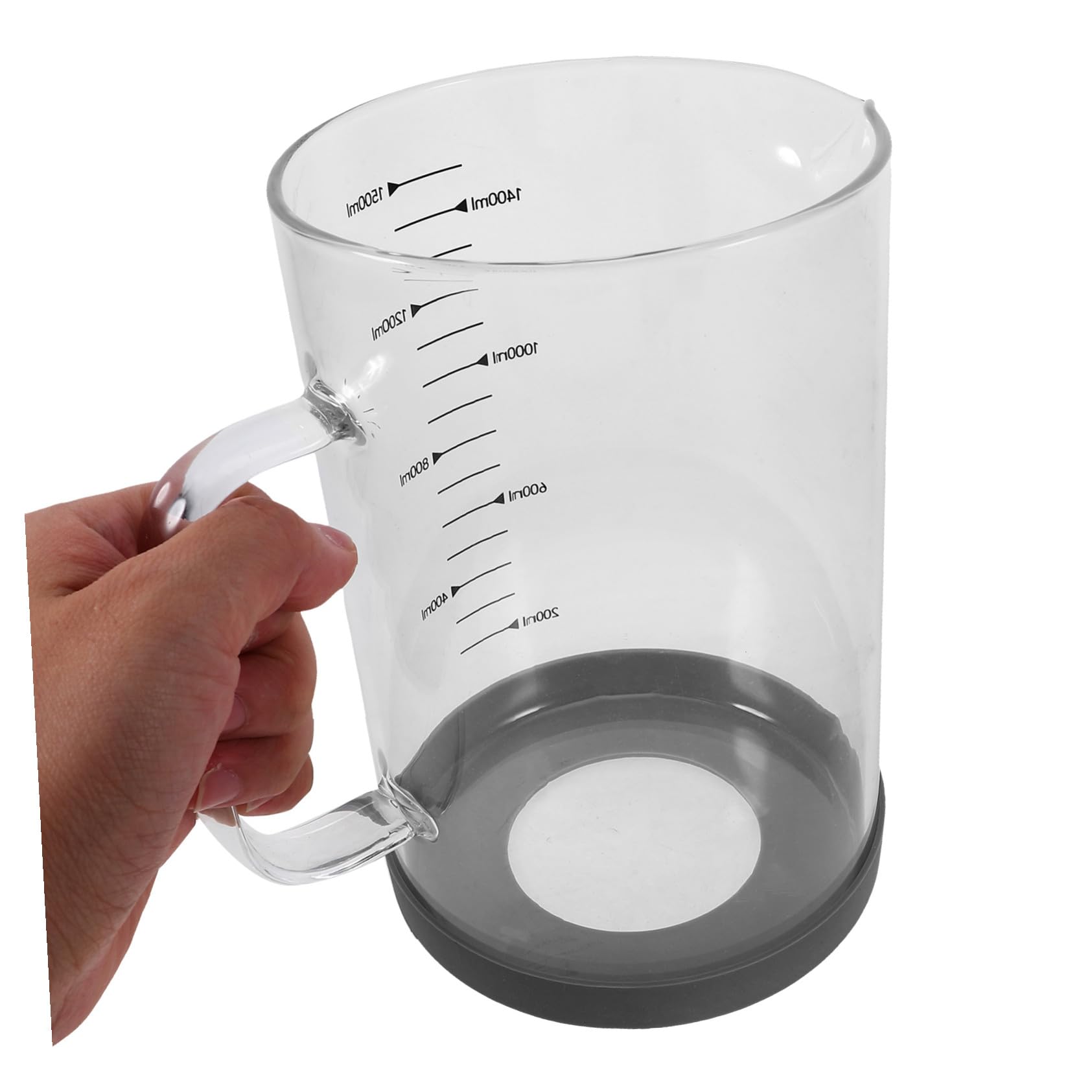 SHINEOFI Jarra Medidora De Vidrio Borosilicato 1500 Ml Con Escala, Taza Medidora Resistente Al Calor, Asa Ergonómica, Para Cocinar y Preparar Café En Hogar y Oficina