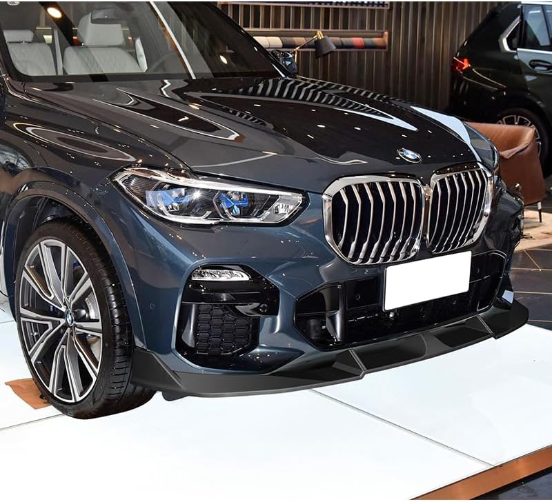 3PCS ABS Front Bumper Lip Spoiler, Air Dams Chin Spoiler, Front Splitter, Compatible with 2019-2023 BMW (G05) X5 M-Sport Bumper, Exterior Replacement Part (Unpainted Black)