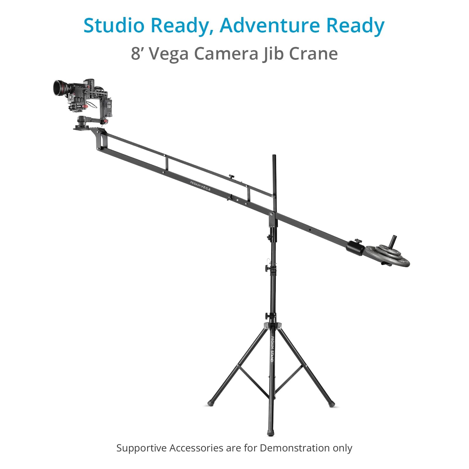PROAIM Grúa Vega Jib de 8 pies para cámaras de video DSLR. Carga útil de hasta 8 kg. Soporta cabezales de inclinación panorámica y cardanes de cámara de 3 ejes (JB-VG08-01)