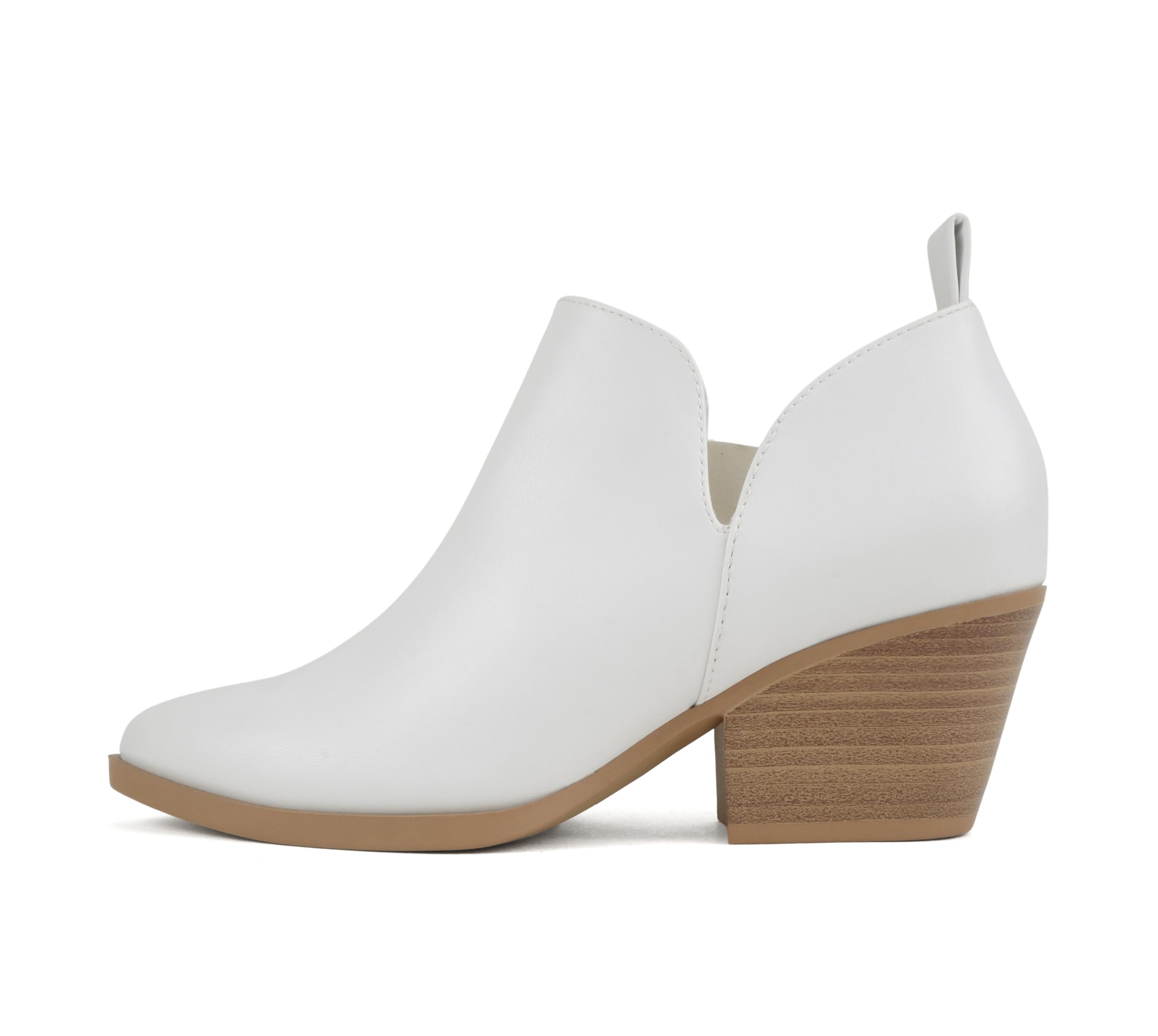 Soda SECTORY Women Pointed Toe V Cut Stacked Chunky Low Heel Ankle Boot Bootie Side Zipper