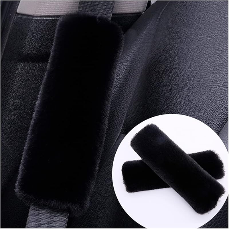 Capas de Cinto de Segurança SSNNUU em Pelúcia Preta – 2 unidades