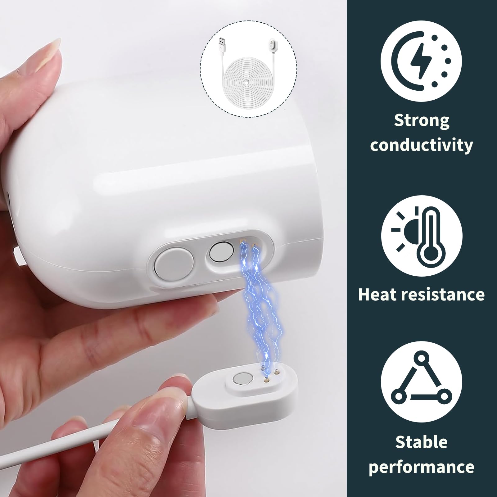 Magnetische kabel compatibel met Arlo Ultra 1 2, Pro 3 4 5 2K, oplaadkabel voor buiten binnen, magnetische oplader, 3 m, snel opladen, veilig, wit, extra lange oplader voor Arlo-camera