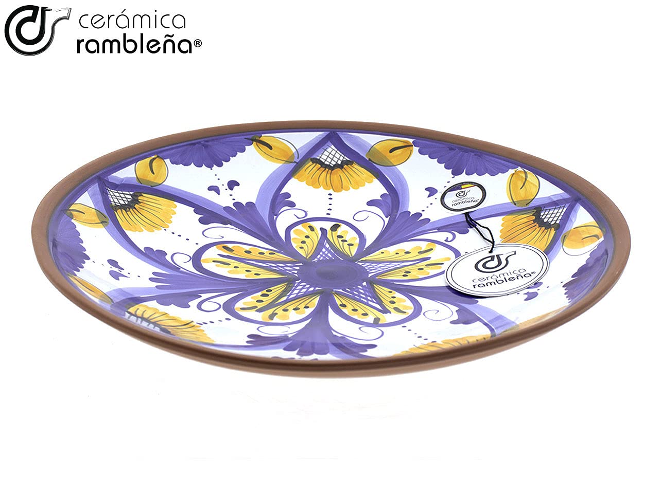 CERÁMICA RAMBLEÑA | Plato Decorativo para Colgar en Pared | Plato de cerámica | Plato de Pared | Plato Pared - Modelo D41 | 100% Decorado a Mano | 35x35x6 cm