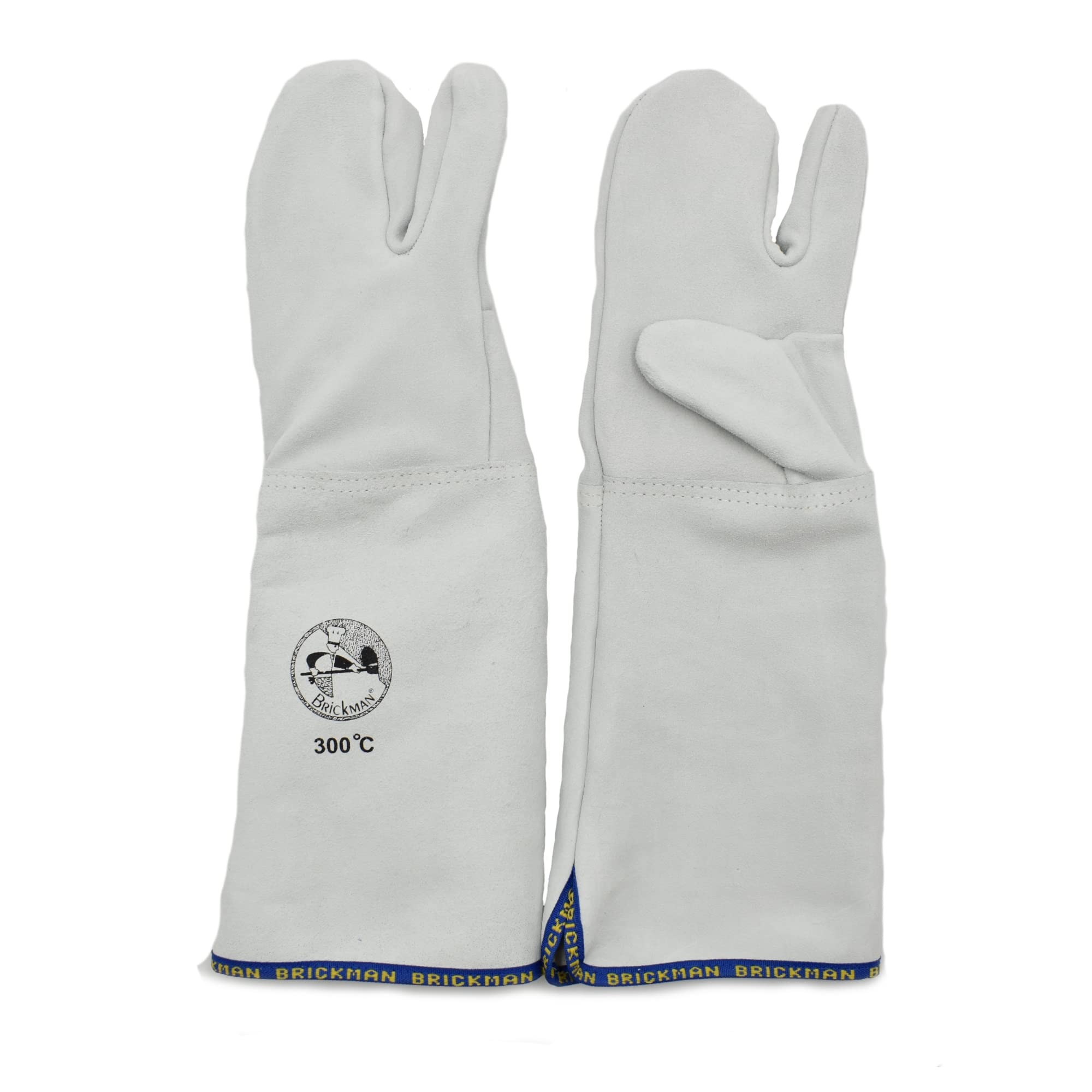 Guanti da forno 3 dita polso da 25 cm professionali in pelle da 300°C