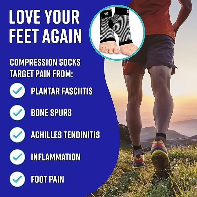 Image of Compression Socks for Plantar Fasciitis & Achilles Tendonitis Relief - 2 Pair of Ankle Compression Sleeves for Foot Swelling, Heel Spurs, Pain & Fatigue - Comfortable Arch Support Brace for Daily Use (Black, Small)