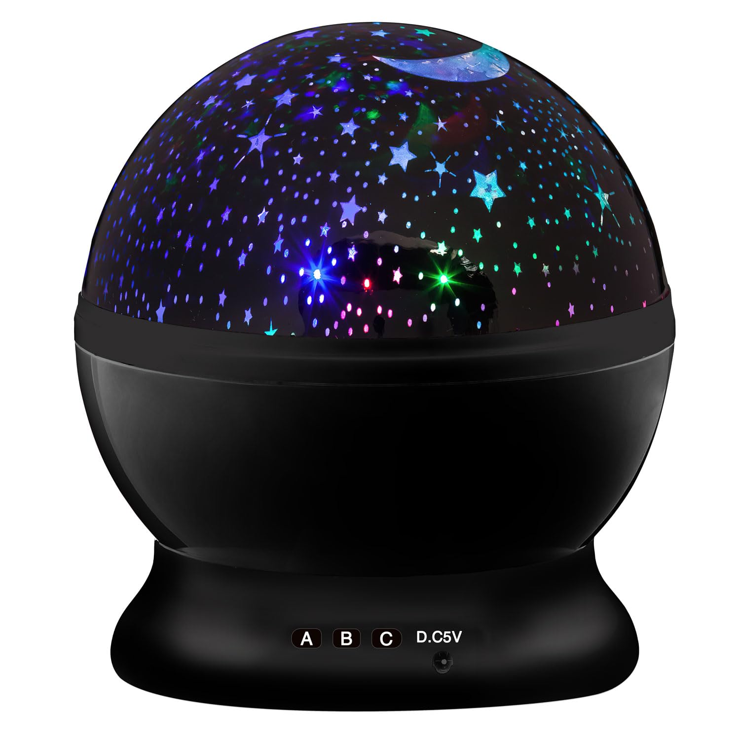 GOODS+GADGETS LED Nachtlicht Sternen-Himmel Projektor; Lechtendes Sternenlicht, Galaxy-Universum Schlaf-Licht für Kinder- & Jugendzimmer (Schwarz)